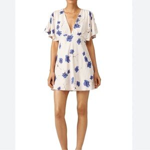 FP | Melanie Draped Floral Mini Dress in colorway Pearl